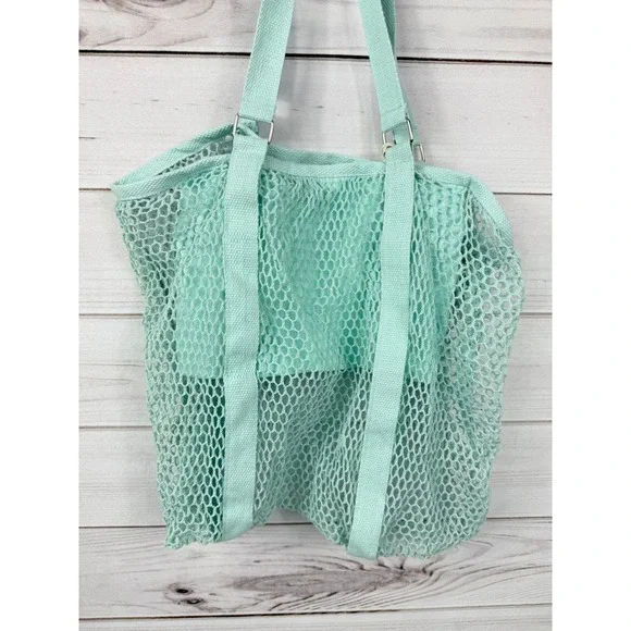 Eco Ciroa Cotton Mesh Shopping Bag Tote Aqua Eco Friendly Reusable NEW - Picture 4 of 6